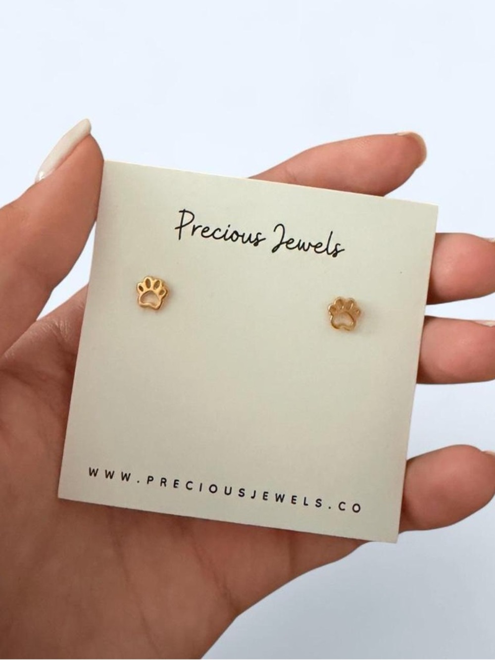 Precious Jewels Gold Paw Print Stud Earrings